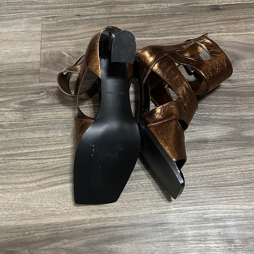 Metallic Brown Strappy Heel Sandals - Picture 7 of 11